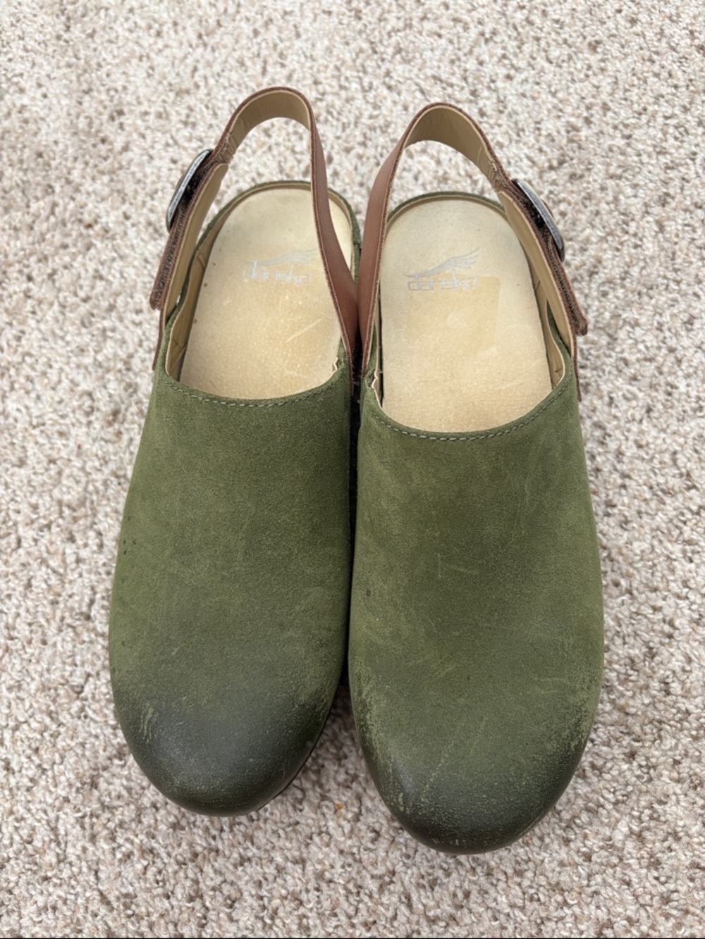 Dansko Merrin Olive Green Burnished Leather Clogs EU Size 39 - Picture 2 of 9
